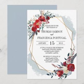 Gouden Geometrische Boho Floral bruiloft uitnodigi Kaart