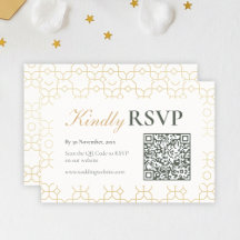 Gouden Geometrische Boog Bruiloft RSVP met QR-code