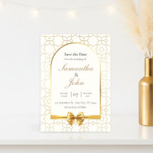 Gouden Geometrische Boog Foto Save the Date Kaarte
