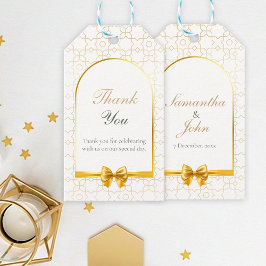 Gouden Geometrische Boog Trouwgunst Cadeaulabel
