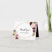 Gouden Geometrische Bourgondische Bloemen Dank u k Bedankkaart (Voorkant)