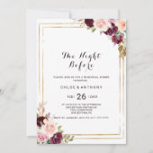 Gouden geometrische Bourgondische bloemen de avond Kaart (Voorkant)