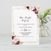 Gouden geometrische Bourgondische bloemen de avond Kaart (Staand voorkant)