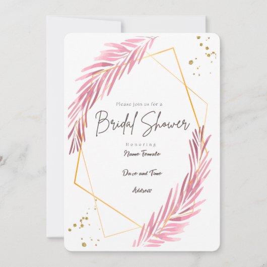 Gouden Geometrische Bruids Douche Uitnodiging (Voorkant)