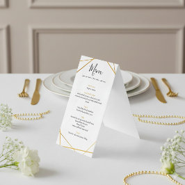 Gouden geometrische bruiloftsreceptie menu tafel b