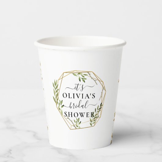 Gouden Geometrische Bruiloftsshower Papieren Beker (Voorkant)