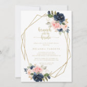 Gouden Geometrische brunch met de bruidsdouche Kaart (Voorkant)