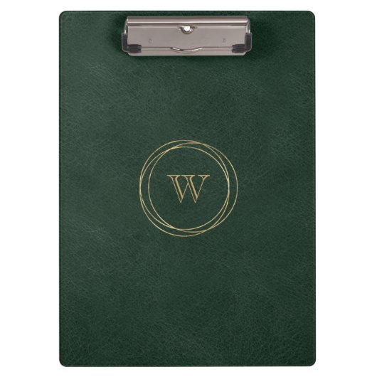 Gouden geometrische cirkels groen monogram klembord (Voorkant)
