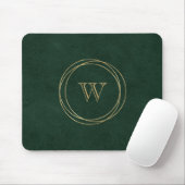 Gouden geometrische cirkels groen monogram muismat (Met muis)
