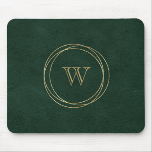 Gouden geometrische cirkels groen monogram muismat