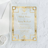 Gouden Geometrische  Deco Wedding uit de jaren twi Acryl Uitnodigingen
