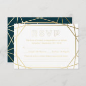 Gouden Geometrische Diamantvormige Wedding RSVP (Voorkant / Achterkant)