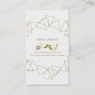 Gouden Geometrische Driehoeken Modern Boho Verwijs Aanbevelingskaartje