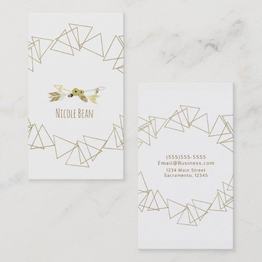Gouden geometrische driehoeken Modern Glam Boho Ch Visitekaartje (Voorkant / Achterkant)
