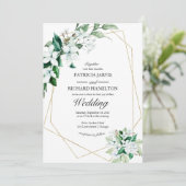 Gouden Geometrische Elegante Groene Bruiloft Kaart (Staand voorkant)