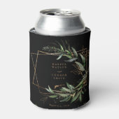 Gouden Geometrische Eucalyptus Elegant Zwart Bruil Blikjeskoeler (Blikje Voorkant)