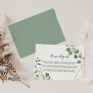 Gouden Geometrische Eucalyptus Huwelijksrecept Ver Informatiekaartje