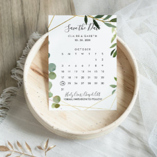Gouden Geometrische Eucalyptus Sla de Datumkalende Save The Date