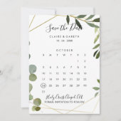 Gouden Geometrische Eucalyptus Sla de Datumkalende Save The Date (Voorkant)