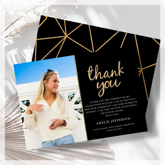 Gouden Geometrische Foto Afstuderen Dank u Kaart