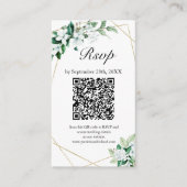 Gouden Geometrische Greenery Wedding QR Online RSV Informatiekaartje (Voorkant)