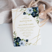 gouden geometrische griep - blauwe bruiloft kaart