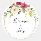 Gouden geometrische groen bruiloft envelop afdicht ronde sticker (Voorkant)