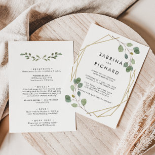 Gouden Geometrische Groene Achter & Voorzijde Form Kaart