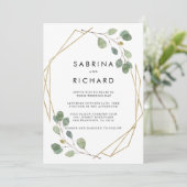 Gouden Geometrische Groene Achter & Voorzijde Form Kaart (Staand voorkant)