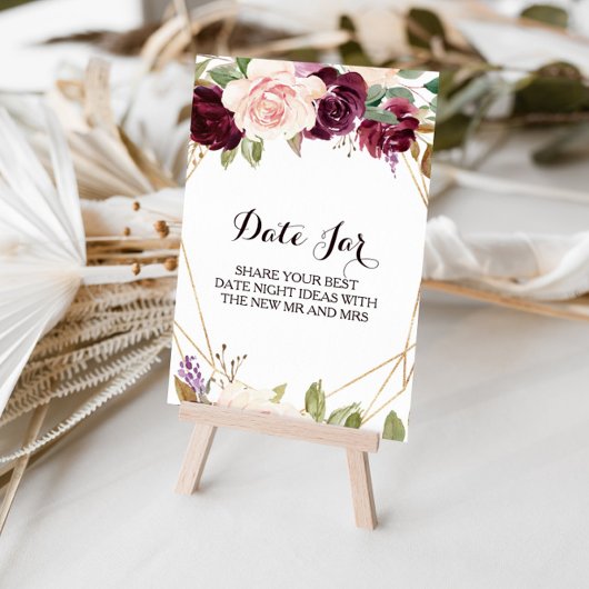 Gouden geometrische groene bordeauxrode bloemendat poster