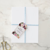 Gouden Geometrische Groene Bourgondiërode Bloemrij Cadeaulabel (Met Touw)