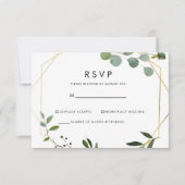Gouden Geometrische Groene Eucalyptus RSVP (Voorkant)