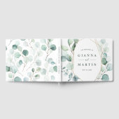 Gouden Geometrische Groene Gebladerte Trouw Gastenboek (Volledig)