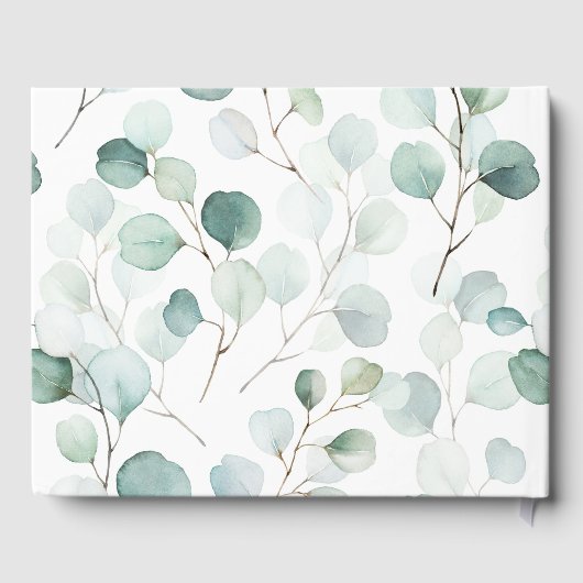 Gouden Geometrische Groene Gebladerte Trouw Gastenboek (Achterkant)