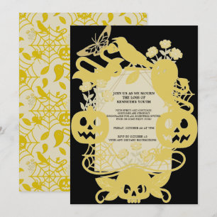 Gouden Geometrische Halloween Verjaardag Grappige Feestdagenkaart