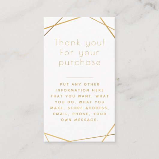 Gouden geometrische insert Kaart voor bestellingen (Voorkant)