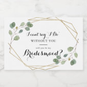 Gouden geometrische kalligrafie bruidsmeisje voors sparkling wijnetiket (Enkel label)