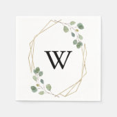 Gouden Geometrische Kalligrafie Monogram Bruiloft Servet (Voorkant)