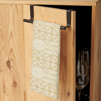 gouden geometrische lijnen op een beige achtergron theedoek