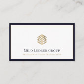 Gouden Geometrische Logo Marine Blauwe Grens Visitekaartje (Voorkant)