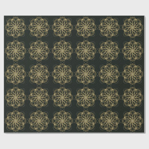 Gouden geometrische mandala-kunstprint – donkergro cadeaupapier