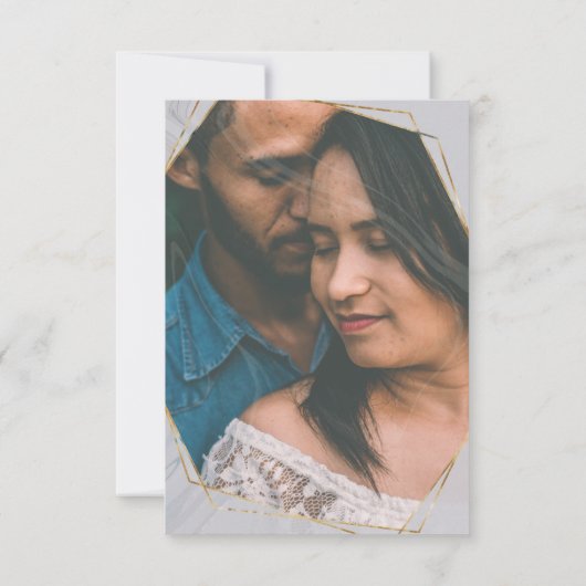 gouden geometrische marmer foto Save the Date Invi Kaart (Achterkant)