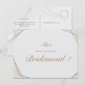 gouden geometrische marmerbare bridesmaïde Uitnodi Briefkaart (Voorkant / Achterkant)