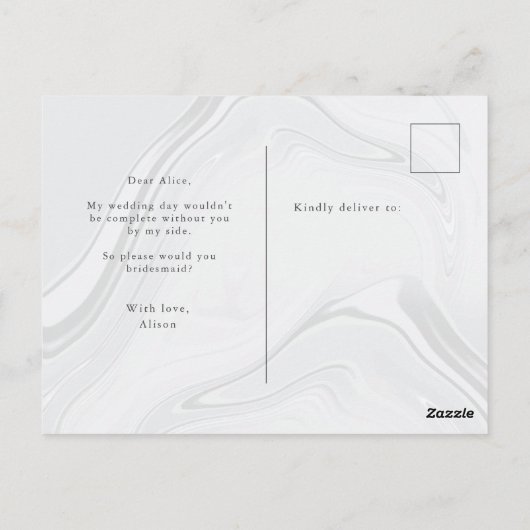 gouden geometrische marmerbare bridesmaïde Uitnodi Briefkaart (Achterkant)