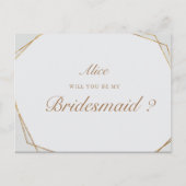 gouden geometrische marmerbare bridesmaïde Uitnodi Briefkaart (Voorkant)