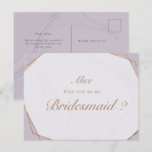 gouden geometrische marmerbare bruidsschat briefkaart (Voorkant / Achterkant)