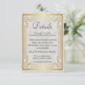 Gouden Geometrische Marmeren Bruiloft Details Informatiekaartje (Staand voorkant)