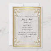 Gouden Geometrische Marmeren Bruiloft Verlovingsfe Kaart (Voorkant)