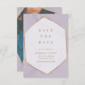 gouden geometrische marmerfoto Save the Date Kaart (Voorkant / Achterkant)