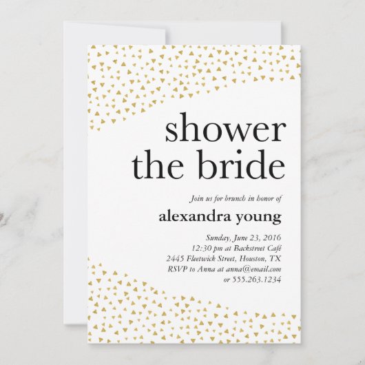 Gouden Geometrische Moderne Bruids Douche Uitnodig Kaart (Voorkant)